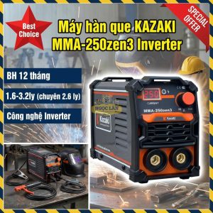 Máy hàn que điện tử KAZAKI MMA-250zen3 Mini Inverter nhỏ gọn, tiện lợi