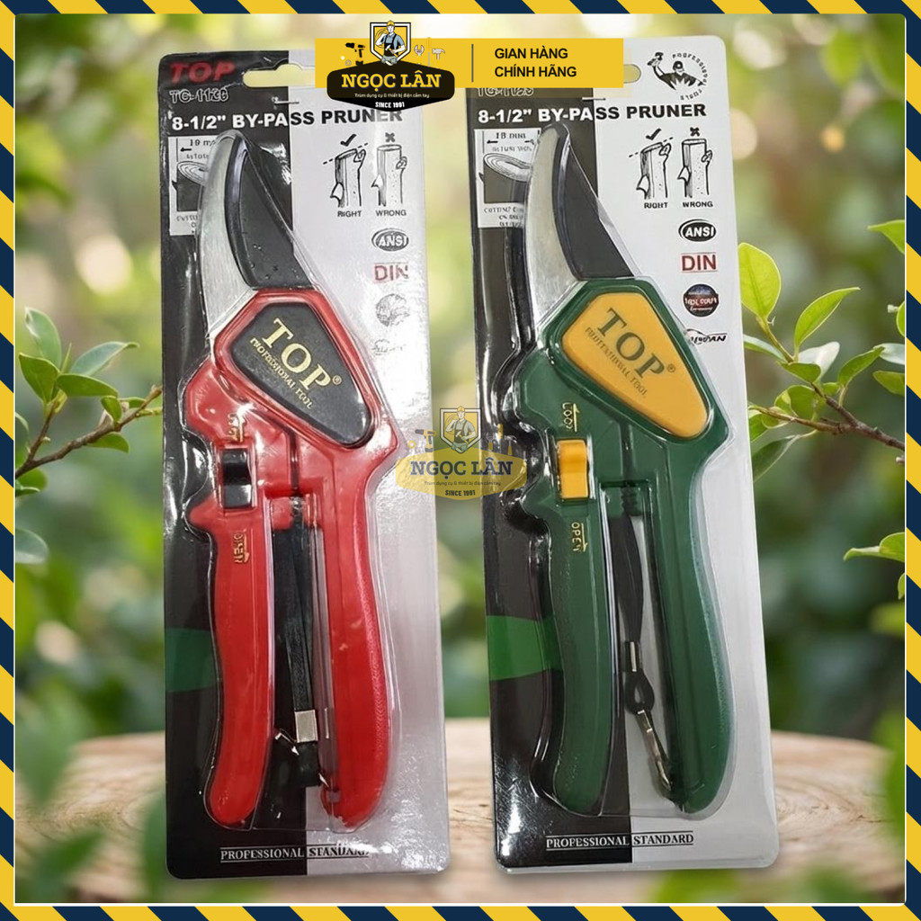 Kéo Cắt Cành TOP Kiểu Mỹ 8 Inch Lưỡi Thép, Cán Nhựa Chính Hãng - Ảnh 2