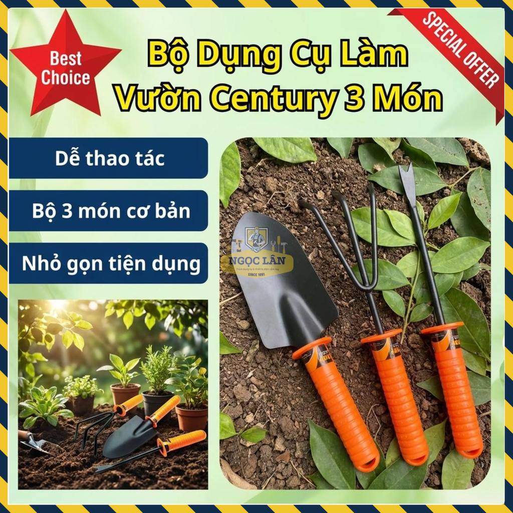 Bộ Dụng Cụ Làm Vườn Century 3 Món Nhỏ Gọn Đa Năng Sân Vườn Cây Cảnh