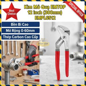 Kìm Mỏ Quạ EMTOP Điều Chỉnh Thép Carbon Bền 12 Inch (300mm) (EMPL6512)