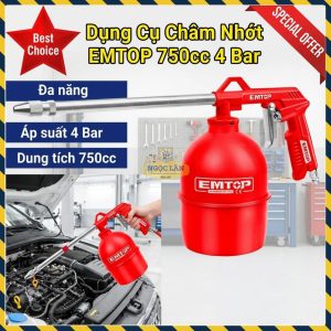 Dụng cụ châm nhớt EMTOP EASGW10011 đa năng 750cc, áp suất 4 Bar, kèm đầu nối.