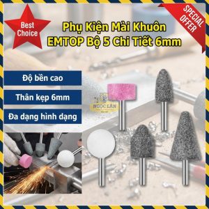 EMTOP Phụ Kiện Máy Mài Khuôn, Bộ 5 Chi Tiết Đa Năng Thân 6mm (EAKB0502)