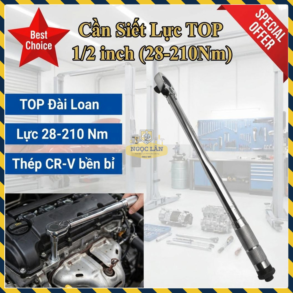 Cần Siết Chỉnh Lực TOP 1/2 inch (28-210 Nm) CR-V Chính Hãng