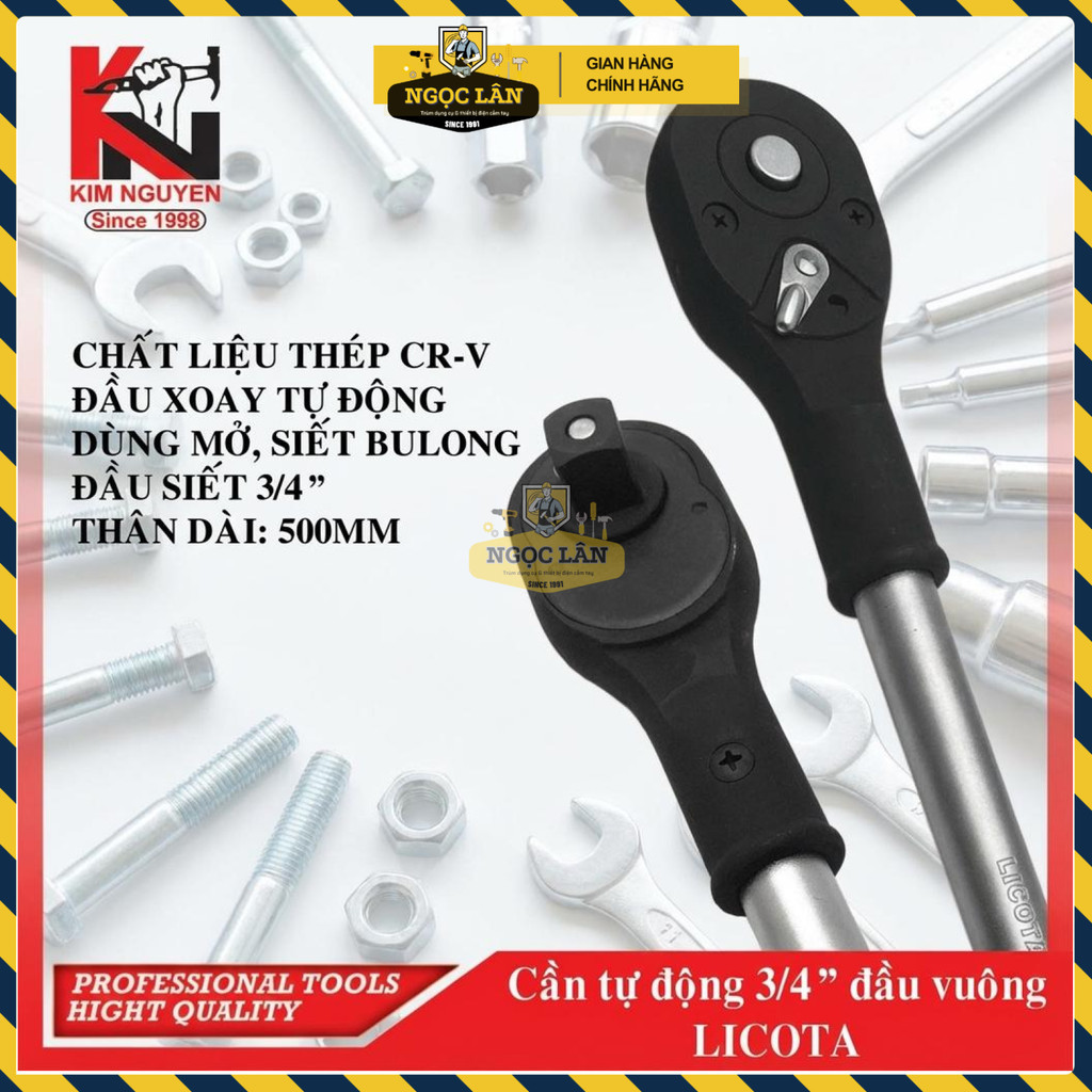 Cần Siết Tự Động LICOTA 3/4 inch Đầu Vuông Thép CR-V Dài 500mm - Ảnh 5