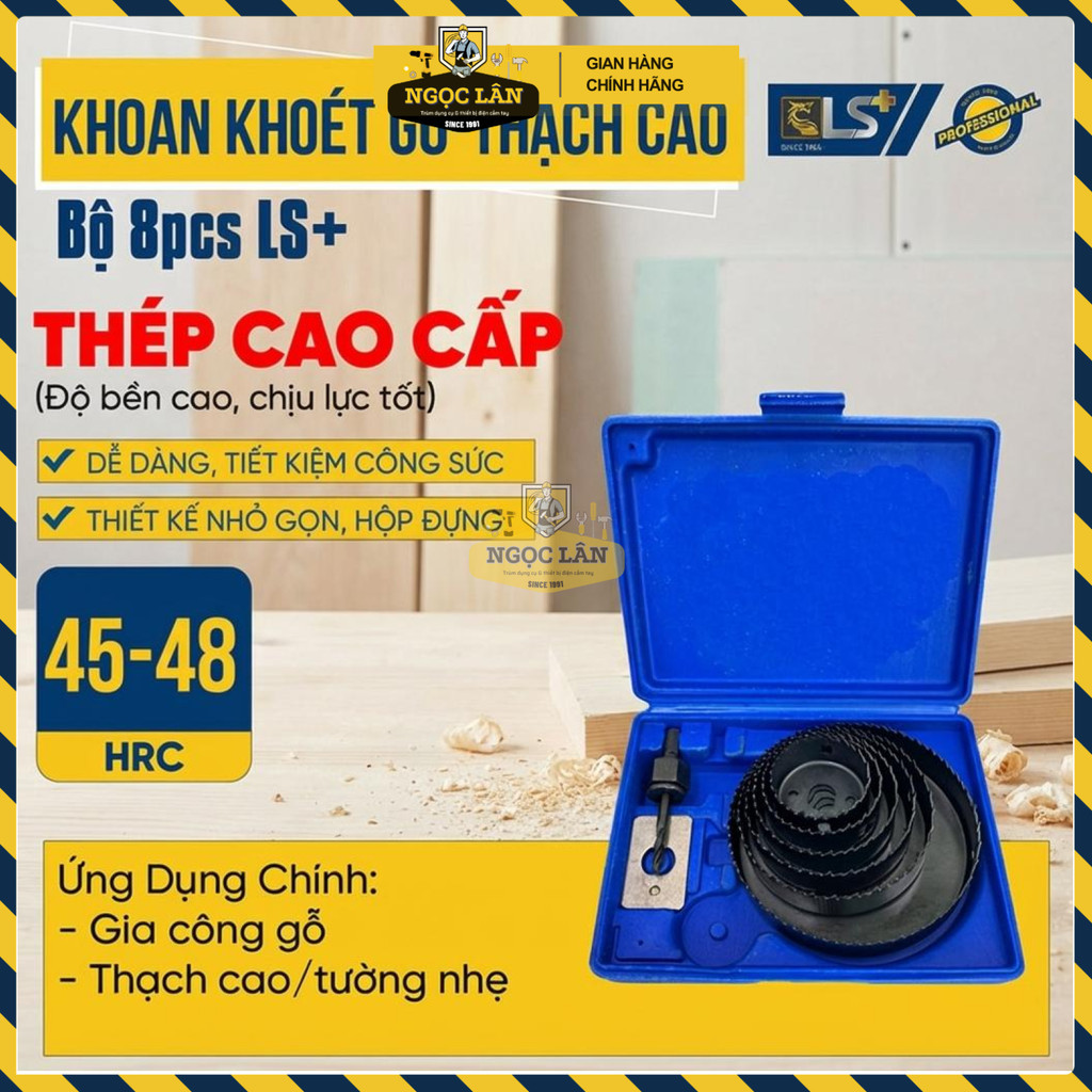 Bộ Khoét Lỗ Gỗ Thạch Cao LS+ 8 Chi Tiết Hợp Kim Cứng Cáp Cao Cấp - Ảnh 5