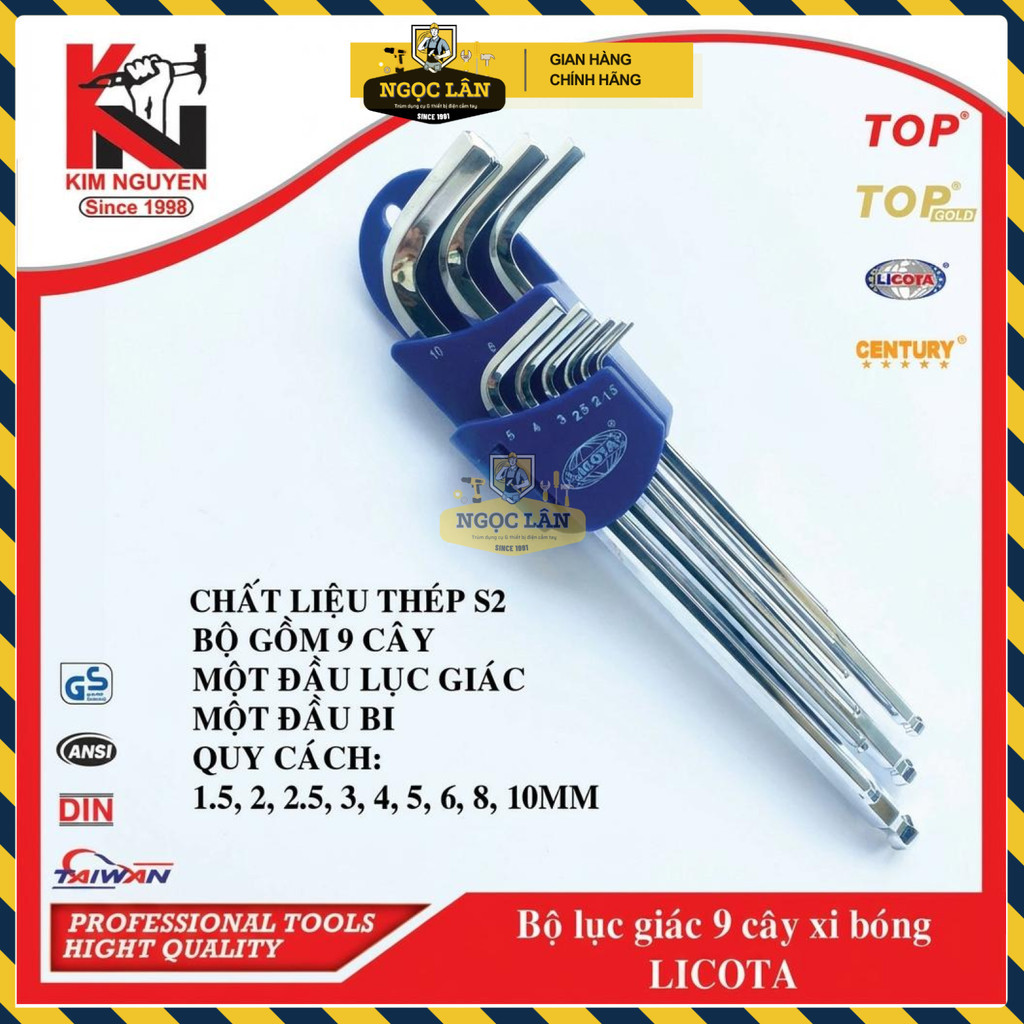 Chính hãng Bộ Lục Giác 9 Cây Licota Cao Cấp Thép S2 - Ảnh 3