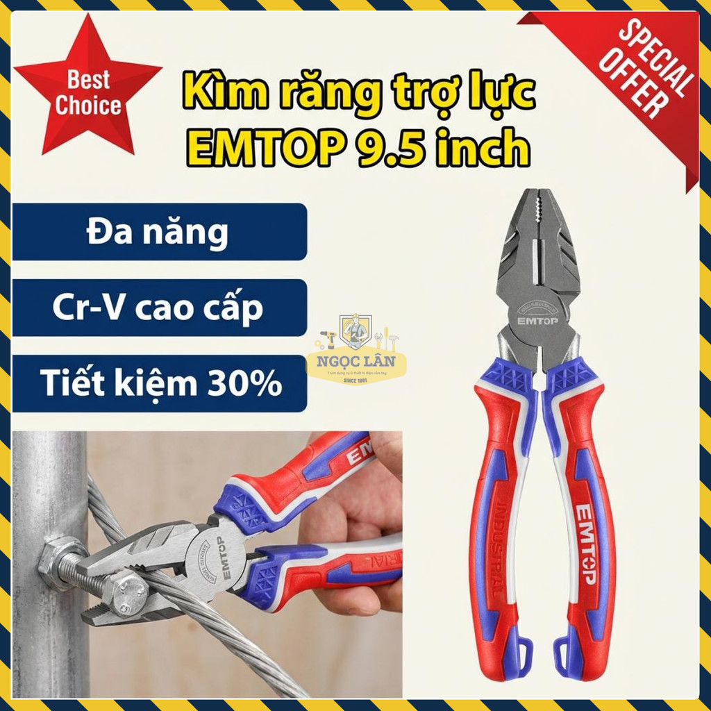 Kìm Răng Trợ Lực 30% EMTOP 9.5 Inch EPLRC0921