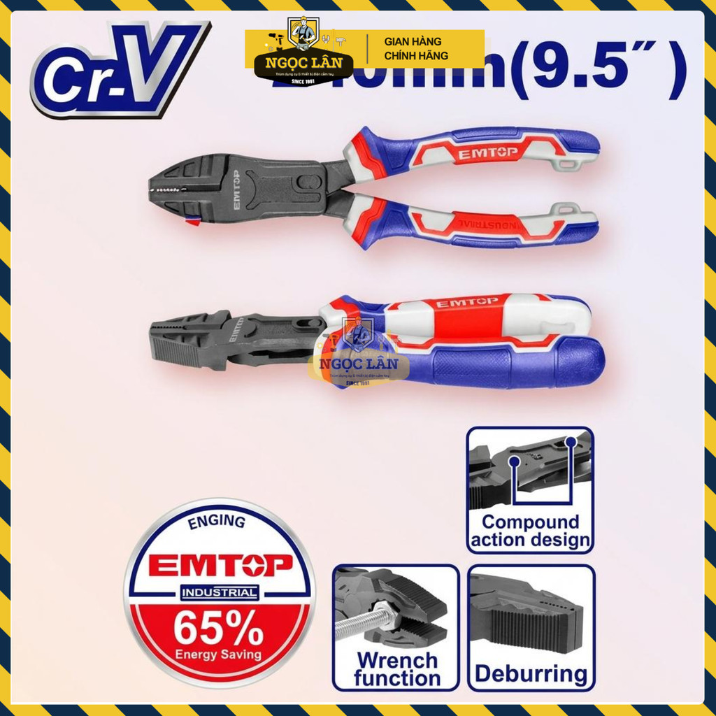 EMTOP Kìm Răng Trợ Lực 65% 9.5 Inch Cr-V Cao Cấp EPLRCC0951 - Ảnh 3
