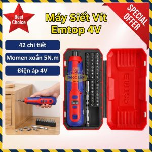 Máy Siết Vít Emtop Type-C 4V, 5N.m, Kèm 42 Chi Tiết ECSR0406