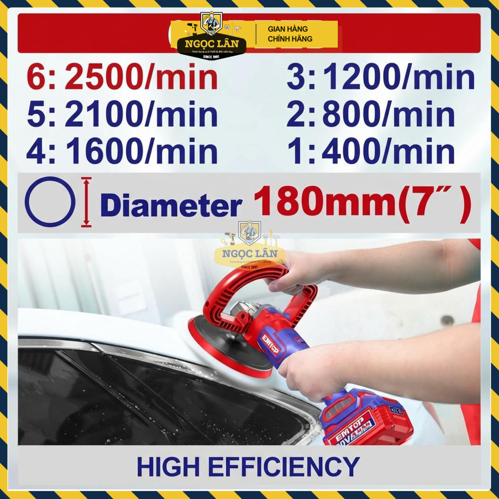 Máy Đánh Bóng Pin Emtop ELAP2018 Không Chổi Than, Điều Tốc (Chưa Pin) - Ảnh 3