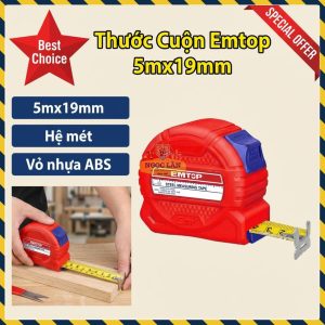 Thước Cuộn Emtop 5m x 19mm, Vỏ ABS, Hệ Mét (EMTP3519M)