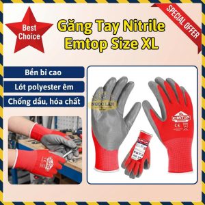 Găng Tay Emtop Nitrile Lót Polyester Size XL ENGV0102