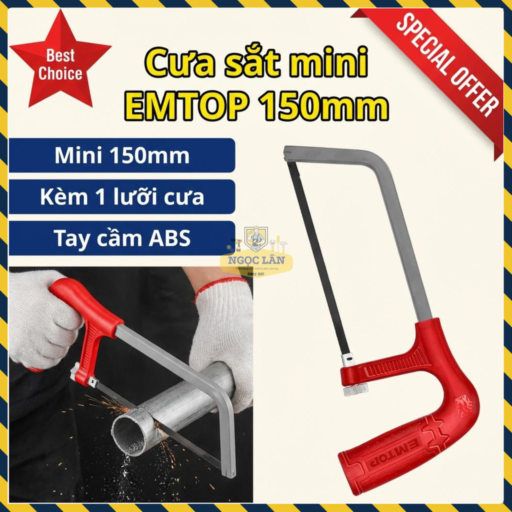 Cưa Sắt Mini Cầm Tay EMTOP 150mm EHFE2105 Kèm Lưỡi Cưa