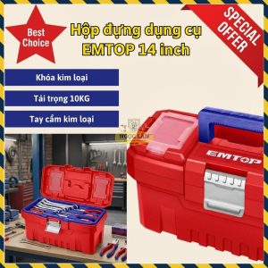 Hộp Đựng Dụng Cụ Nhựa 14 Inch Tay Cầm Kim Loại EMTOP EPBX1402