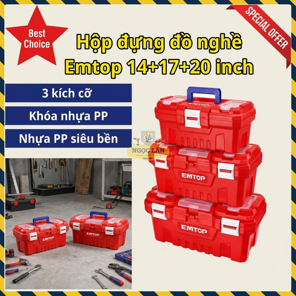 3 Hộp Đựng Đồ Nghề Emtop Nhựa & Khóa PP 14"+17"+20" (EPBXK0301)