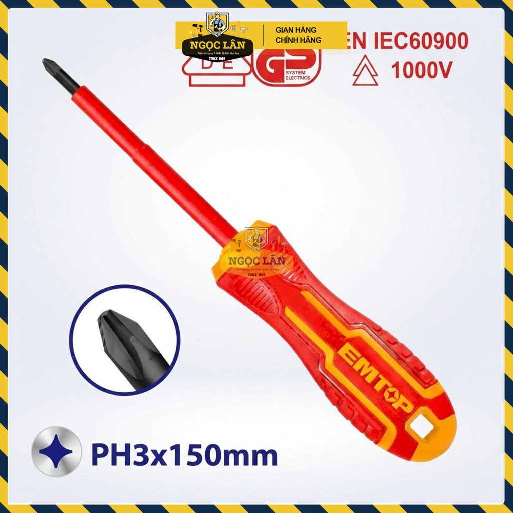 Emtop Tua Vít Cách Điện 1000V VDE+GS PH3x150mm (ESDRJPH3150) - Ảnh 2
