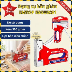 Súng Bắn Ghim EMTOP Điều Chỉnh Lực ESGU2001 + 500 Ghim