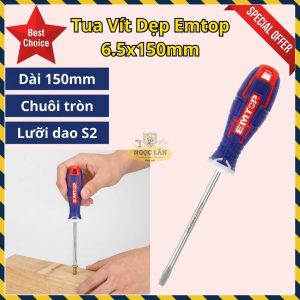 Tua Vít Đầu Dẹp EMTOP 6.5x150mm Chuôi Tròn Lưỡi S2 ESDRSL6602