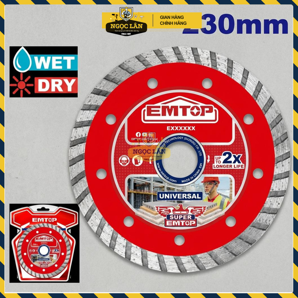 Đĩa Kim Cương EMTOP 230mm Đa Năng Cắt Gạch Đá Bê Tông (EDDC032301) - Ảnh 2