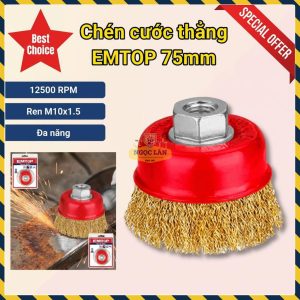 EMTOP Chén Cước Thẳng EWCB60755, Đường Kính 75mm, Ren M10x1.5