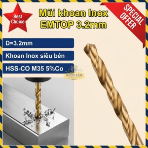 Mũi Khoan Inox HSS-CO M35 EMTOP 3.2mm ETDB130321