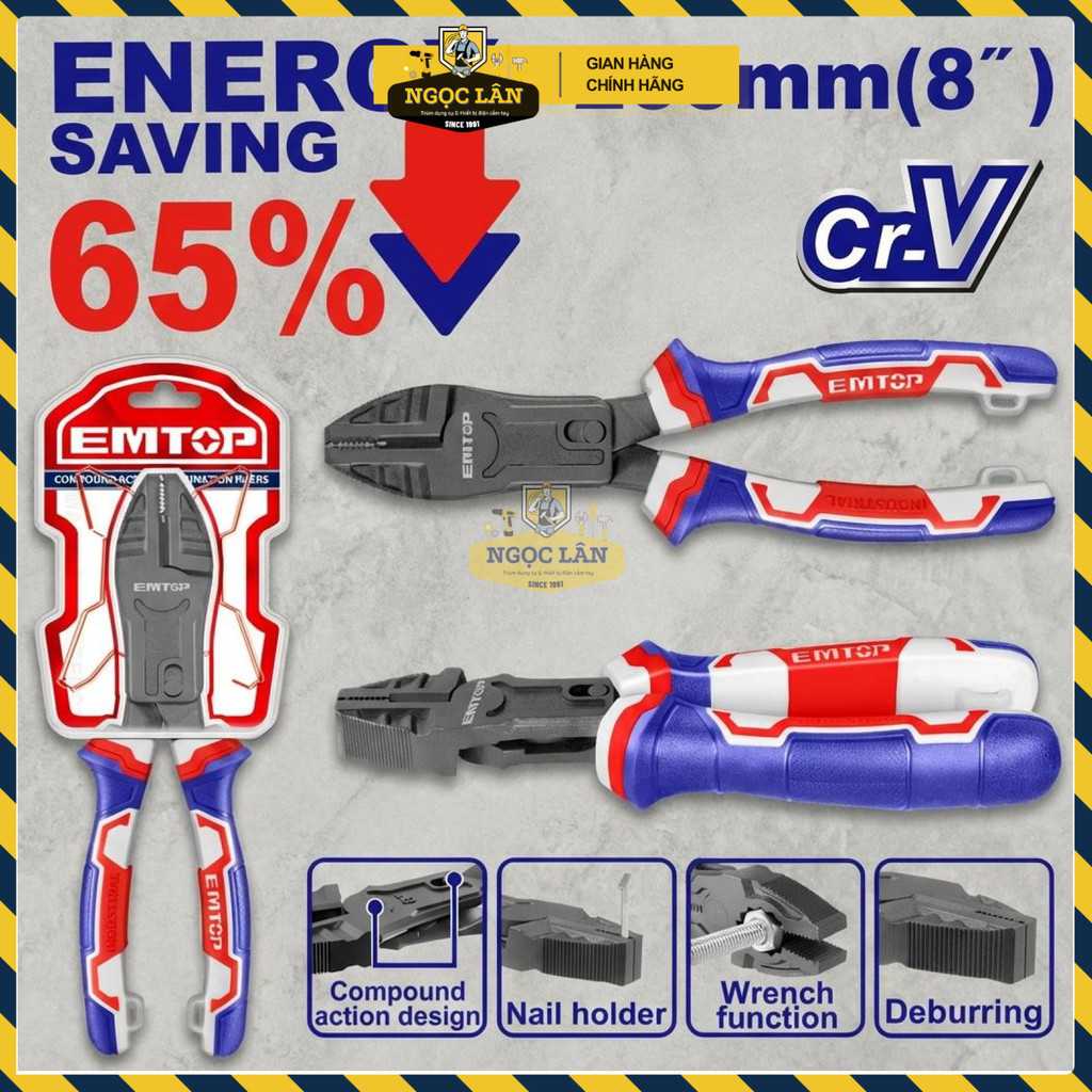 Kìm Răng Trợ Lực 65% EMTOP 8 Inch Cr-V EPLRCC0851 - Ảnh 4