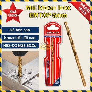 Mũi Khoan Inox 5mm HSS-CO M35 EMTOP ETDB130501