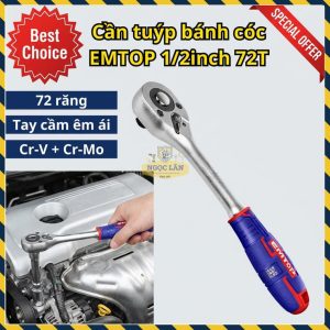 Cần Bánh Cóc EMTOP 1/2" 72 Răng Cán Mềm ERWH0121