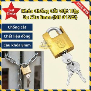Khóa Chống Cắt Việt Tiệp Chính hãng 5 Phân Cầu 8mm Cao Cấp Mã 01525
