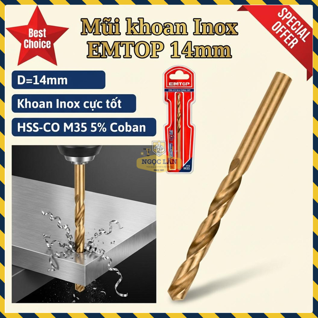 Mũi Khoan Inox EMTOP HSS-CO M35 14mm (ETDB131401)