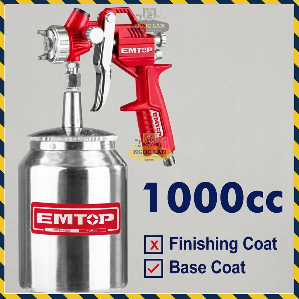 Súng Phun Sơn EMTOP EASG10001 1.5mm Bình Dưới 1000cc Sơn Lót - Ảnh 2