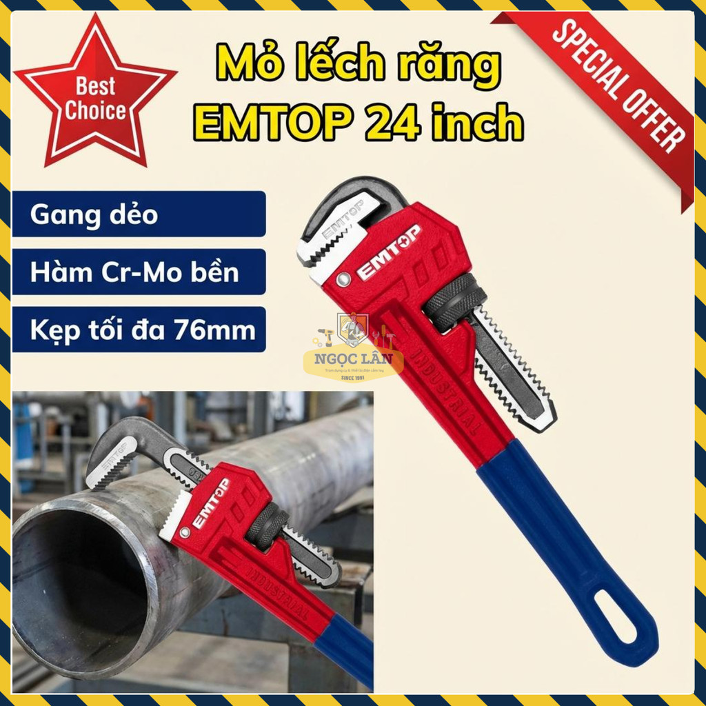 EMTOP Mỏ Lếch Răng 24 Inch Kẹp 76mm EPWH2401