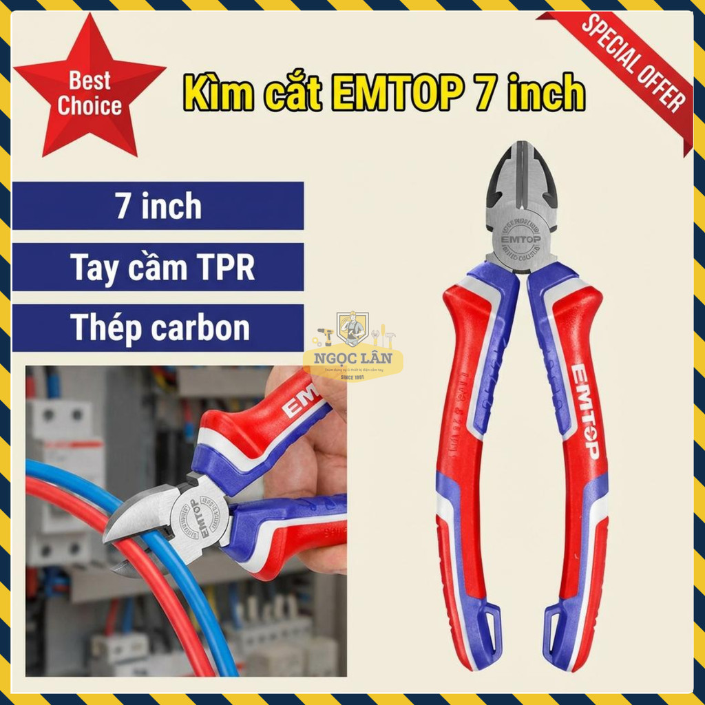 Kìm Cắt 7 Inch EMTOP EPLRD0711 Thép Carbon