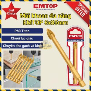 Mũi Khoan Đa Năng EMTOP 8x85mm Lục Giác Titan Gạch Kính EACG20806