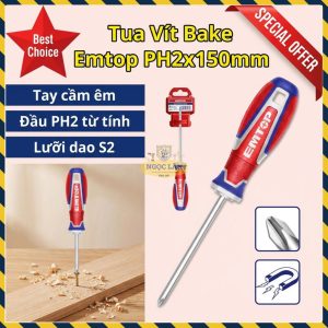 Tua Vít Bake EMTOP Ph2x150mm Lưỡi S2 Từ Tính ESDPH2150