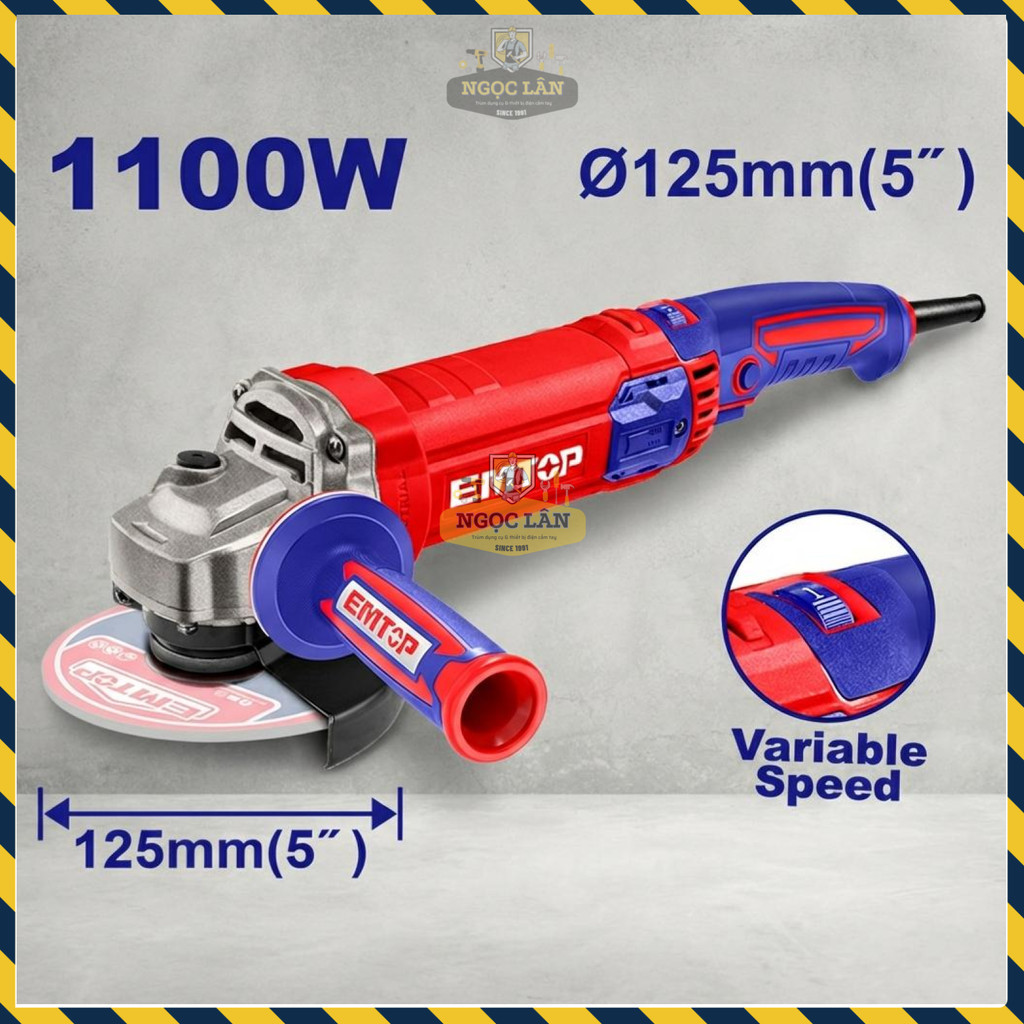 Máy Mài EMTOP Tay Dài 125mm, 1100W, Điều Chỉnh Tốc Độ (EAGRS11053) - Ảnh 2