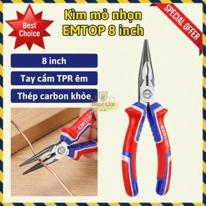 Kìm Mỏ Nhọn 8 Inch Thép Carbon EMTOP EPLRL0811