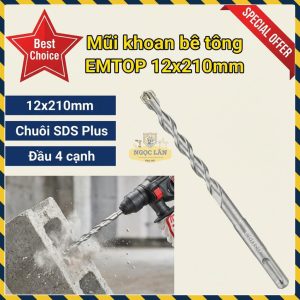 EMTOP Mũi Khoan Bê Tông 4 Cạnh 12x210mm SDS Plus EHDR221203