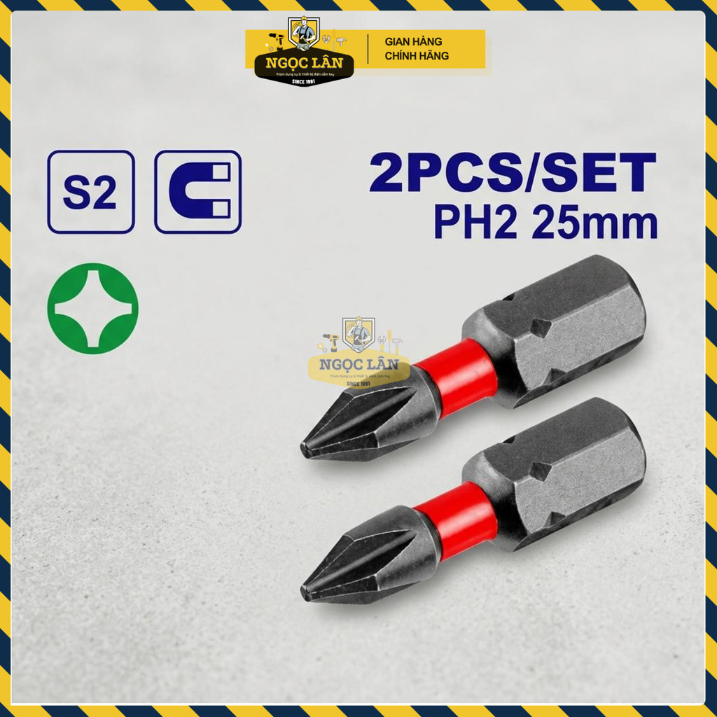 Mũi Bắt Vít Tác Động EMTOP PH2 25mm, 2 Cái ESBTM5PH225 - Ảnh 2