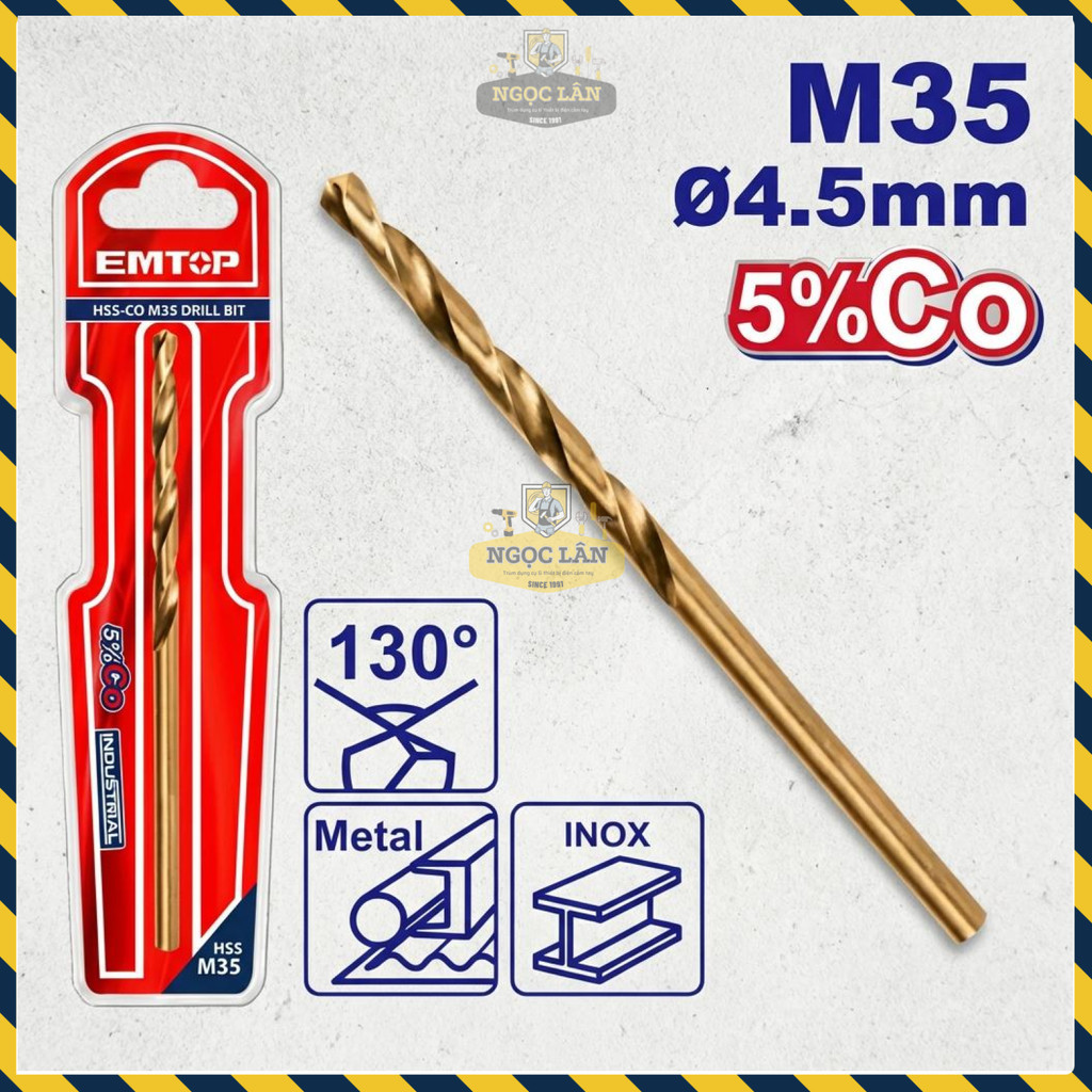 Mũi Khoan Inox Chuyên Dụng HSS-CO M35 EMTOP 4.5mm - Ảnh 2