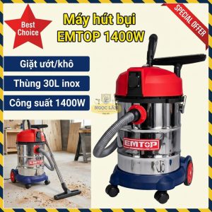 Máy Hút Bụi Công Nghiệp EMTOP EVCR1401, 1400W, 30L, Inox