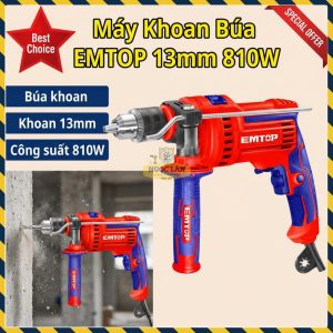 Máy Khoan Búa EMTOP EMDL0811E, 13mm, 810W, Điều Chỉnh Tốc Độ