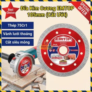 Đĩa cắt Kim Cương EMTOP Siêu Mỏng 105mm Vành Lưới EDDCH81001