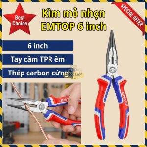 Kìm Mỏ Nhọn EMTOP 6 Inch Thép Carbon EPLRL0611