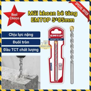 EMTOP Mũi Khoan Bê Tông Đuôi Tròn 585mm Đầu TCT Chịu Lực (ECDB020585)