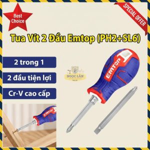 Tua Vít Lùn 2 Đầu EMTOP 75mm PH2+SL6 ESDRH0201