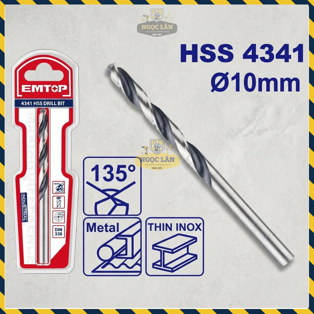 Mũi Khoan Sắt Inox HSS EMTOP 10mm 135 Độ ETDB310102 - Ảnh 2