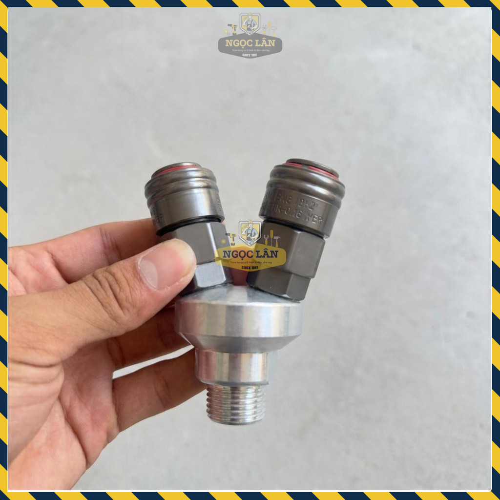 Đầu Nối Nhanh Khí Nén Heike Kiểu V Chia 2 Chạc Ren Ngoài - Ảnh 2