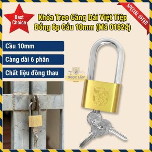 Chính hãng Khóa Treo Càng Dài Việt Tiệp Đồng 6 Phân Cầu 10mm Mã 01624