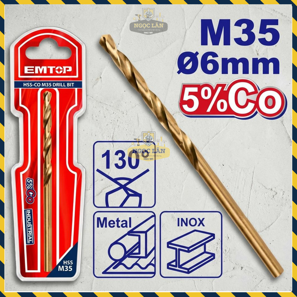 Mũi Khoan Inox HSS-CO M35 EMTOP 6mm ETDB130601 - Ảnh 2